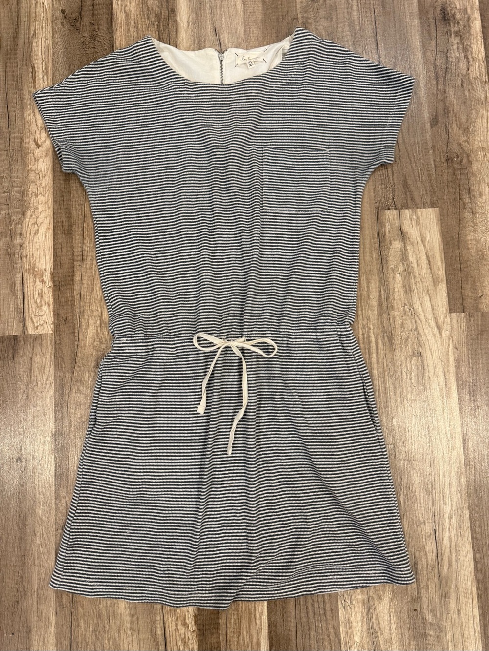 Lou & Grey Navy and White Striped Drawstring Dress